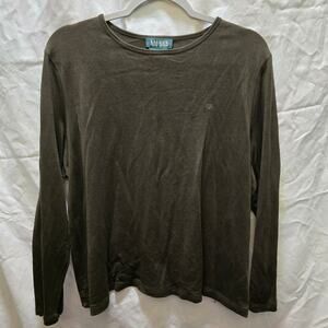 Vintage Lauren Ralph Lauren army green silk/wool blend long sleeve shirt 2X